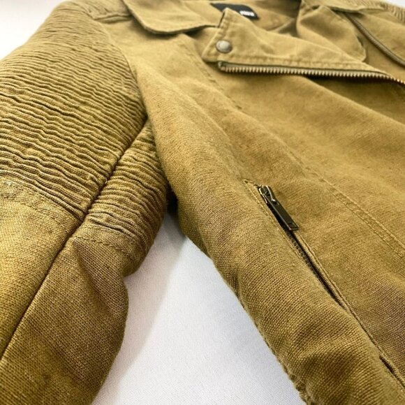 ARITZIA WILFRED FREE ALANA KHAKI GREEN LINEN BLEND MOTO JACKET - M - Picture 5 of 8